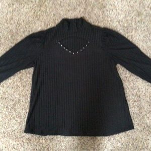 Women’s Black Top with Rhinestones & Open Chest sz 1X